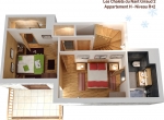 Plan de vente 3D, niveau 1, chalet 3D